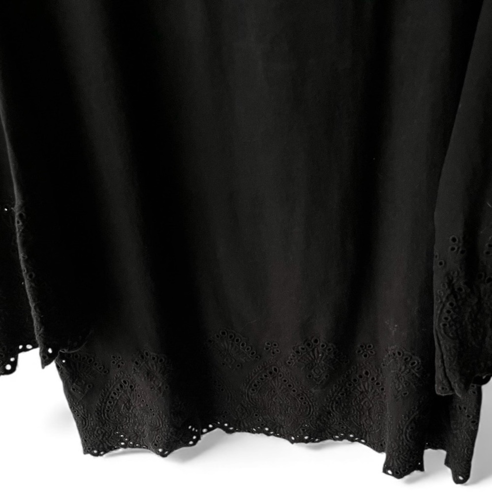 J.Jill Black Eyelet Hem Knit Top | Size L |‎ 100% Cotton - Picture 4 of 7